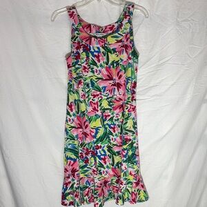 Tommy Bahama Pink Floral Tank Dress with Green & Blue Accents